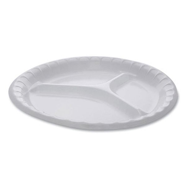 Pct 10.25 in. Laminated Foam Dinnerware 3-Compartment Plate, White 0TK10044000Y